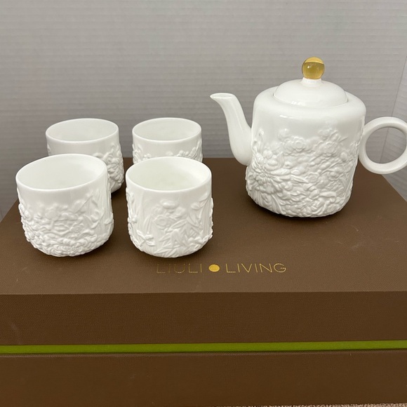 Liuli Living Four Seasons Of Leisure Bone China Coffee And Tea Set. New In Box - Picture 5 of 16